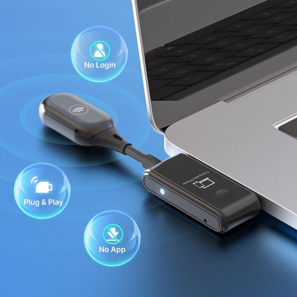 MINIX C1 USB-C to HDMI Wireless Dongle, 165ft/50m Transmission, Plug and Play, Compatible with iPhone 15