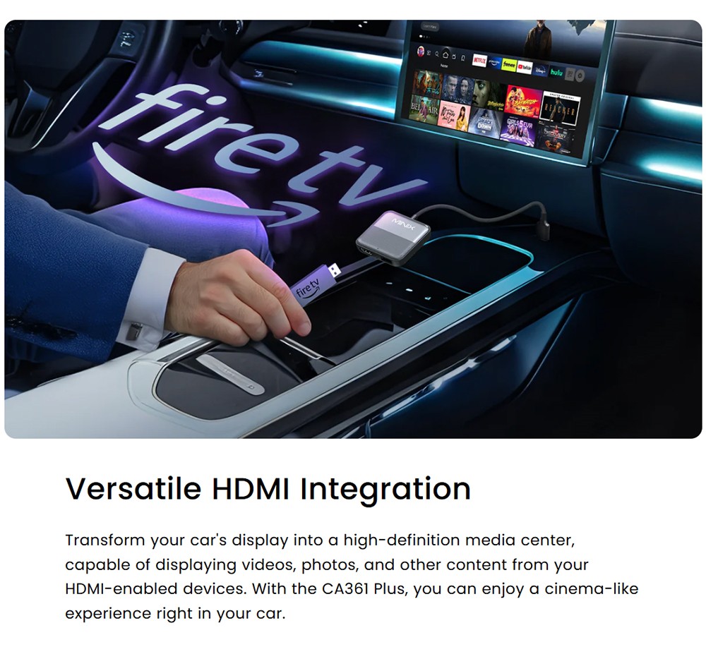MINIX CA361 Plus Wireless CarPlay & Android Auto Adapter, Plug and Play HDMI Multimedia