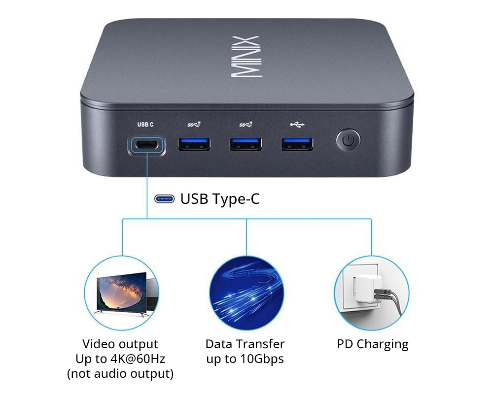 MINIX J51-C8 Max Mini PC, Intel N5105 4 Core Max 2.9GHz, 8GB RAM 512GB SSD, HDMI+Mini DP+USB-C Triple Display, Dual-band WiFi Bluetooth 5.2, 2*USB3.2, 1*USB2.0, 2*2.5G RJ45
