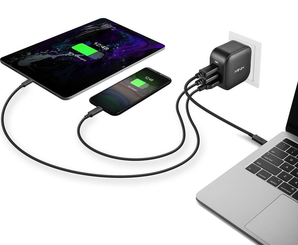 MINIX P1 GaN gyorstöltő, 65 W maximális teljesítmény, 2*USB-C, 1*USB-A