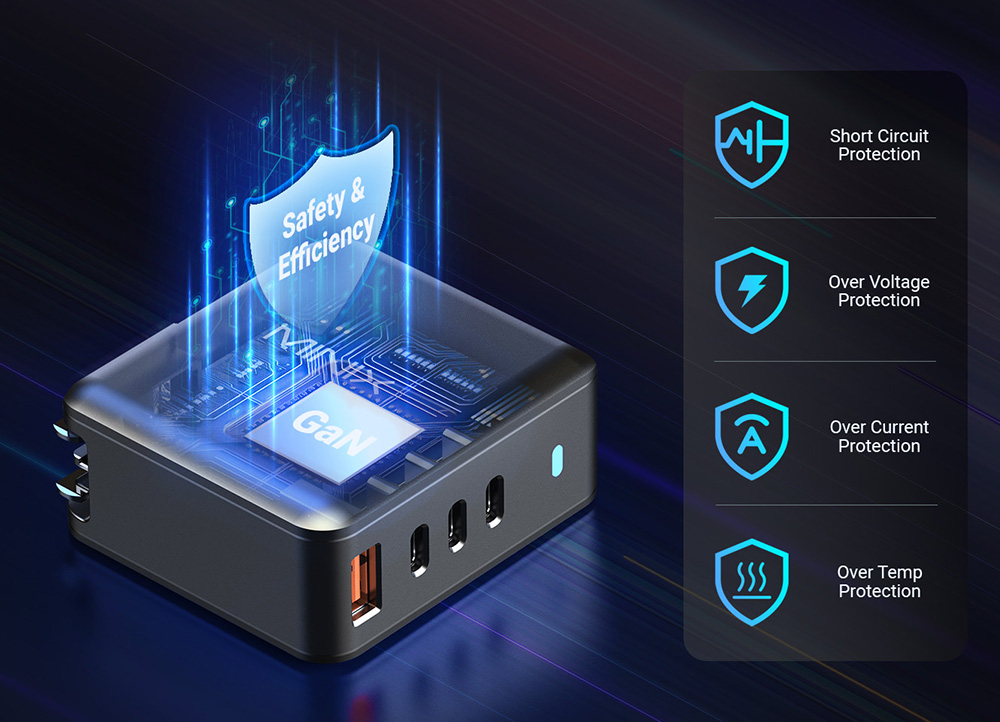 MINIX P165 GaN Wall Charger, 3*USB-C, 1*USB-A