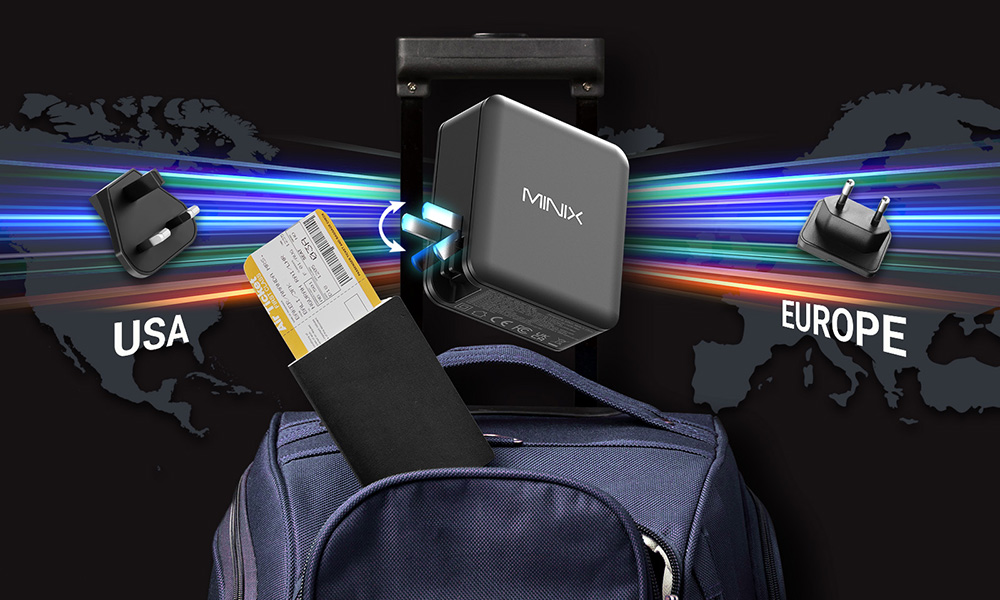 MINIX P165 GaN Wall Charger, 3*USB-C, 1*USB-A