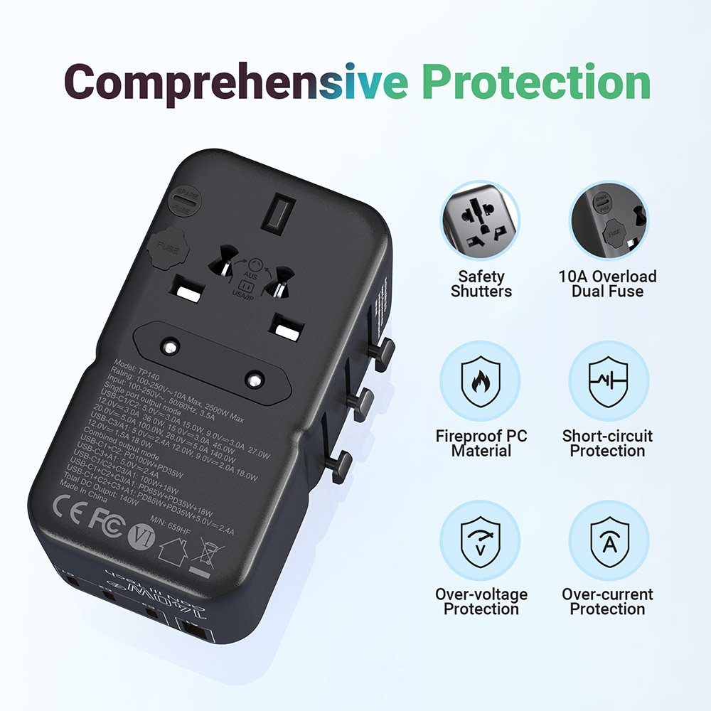 MINIX TP140 140W univerzális utazóadapter, 3*USB-C, 1*USB-A