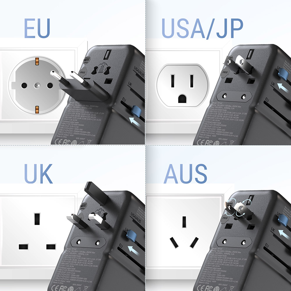 MINIX TP140 140W univerzális utazóadapter, 3*USB-C, 1*USB-A