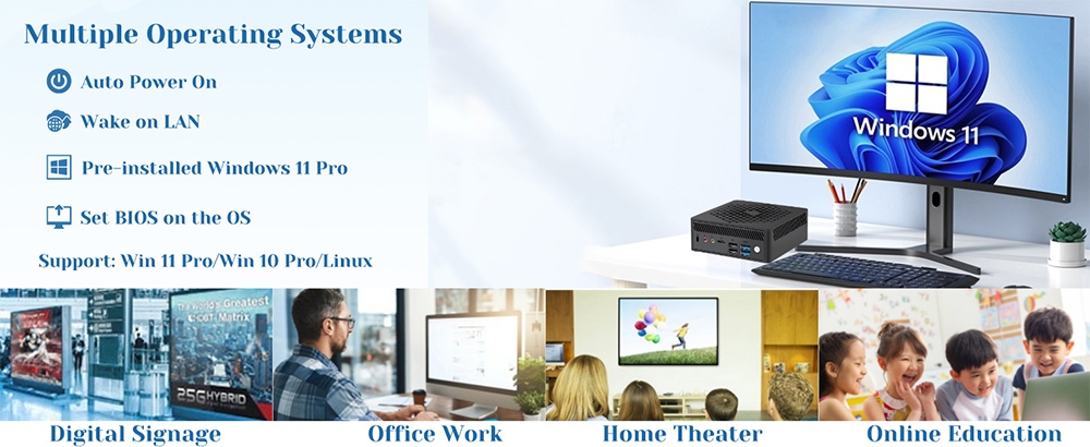 MINIX Z100-0dB Mini PC, Intel N100 4 Core Max 3,4 GHz, 8 GB RAM 256 GB SSD, 2*HDMI 4K@60Hz Dual Screen Display, WiFi6 Bluetooth 5.2, 1*USB3.2 Type-C (iba dáta), 2*USB3.2 Type-A, 2 x USB2.0, 1*RJ45, 2*Externé WiFi antény, 1*Audio Jack