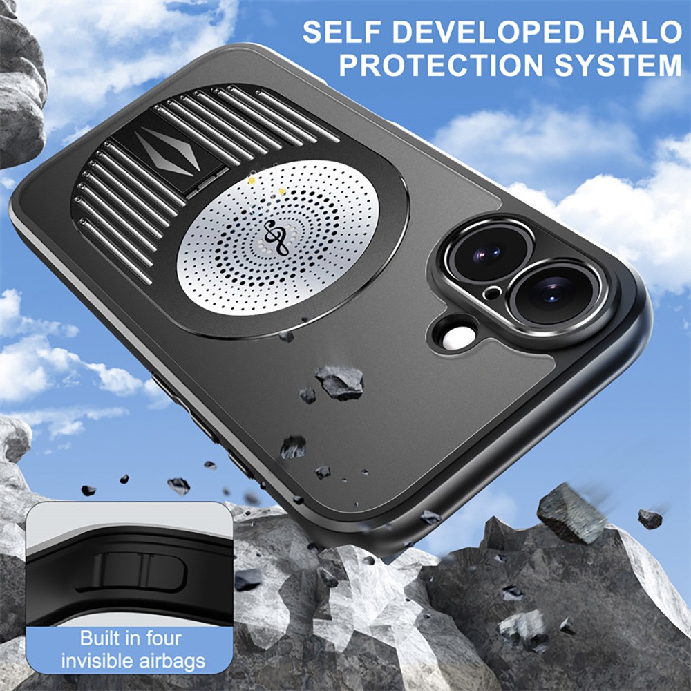 Magnetic iPhone Case, Shockproof, Bracket, Aromatherapy & Heat-Dissipating, Black