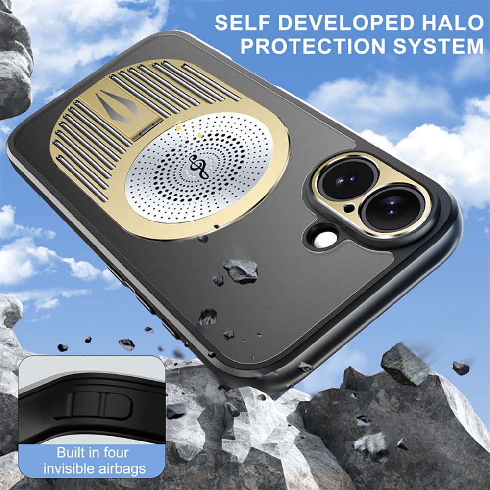 Magnetic iPhone Case, Shockproof, Bracket, Aromatherapy & Heat-Dissipating, Golden