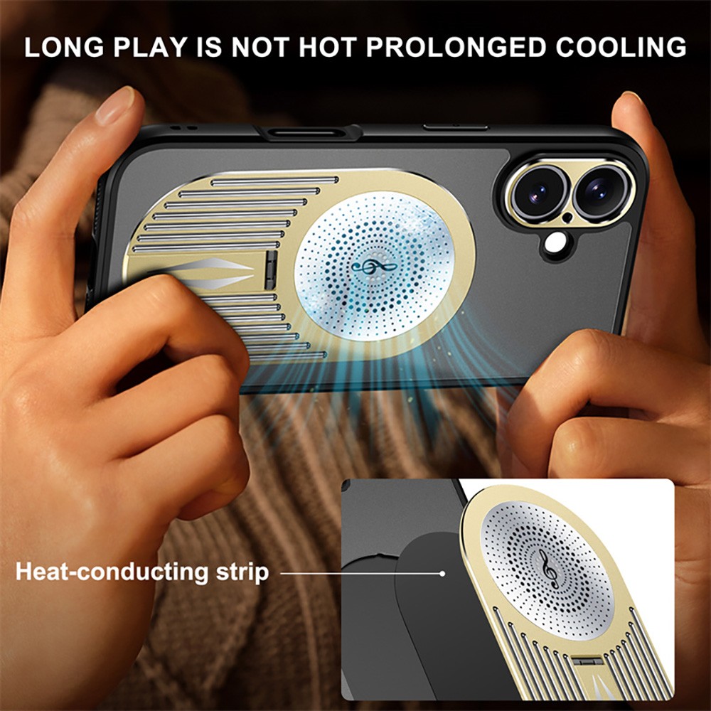 Magnetic iPhone Case, Shockproof, Bracket, Aromatherapy & Heat-Dissipating, Golden