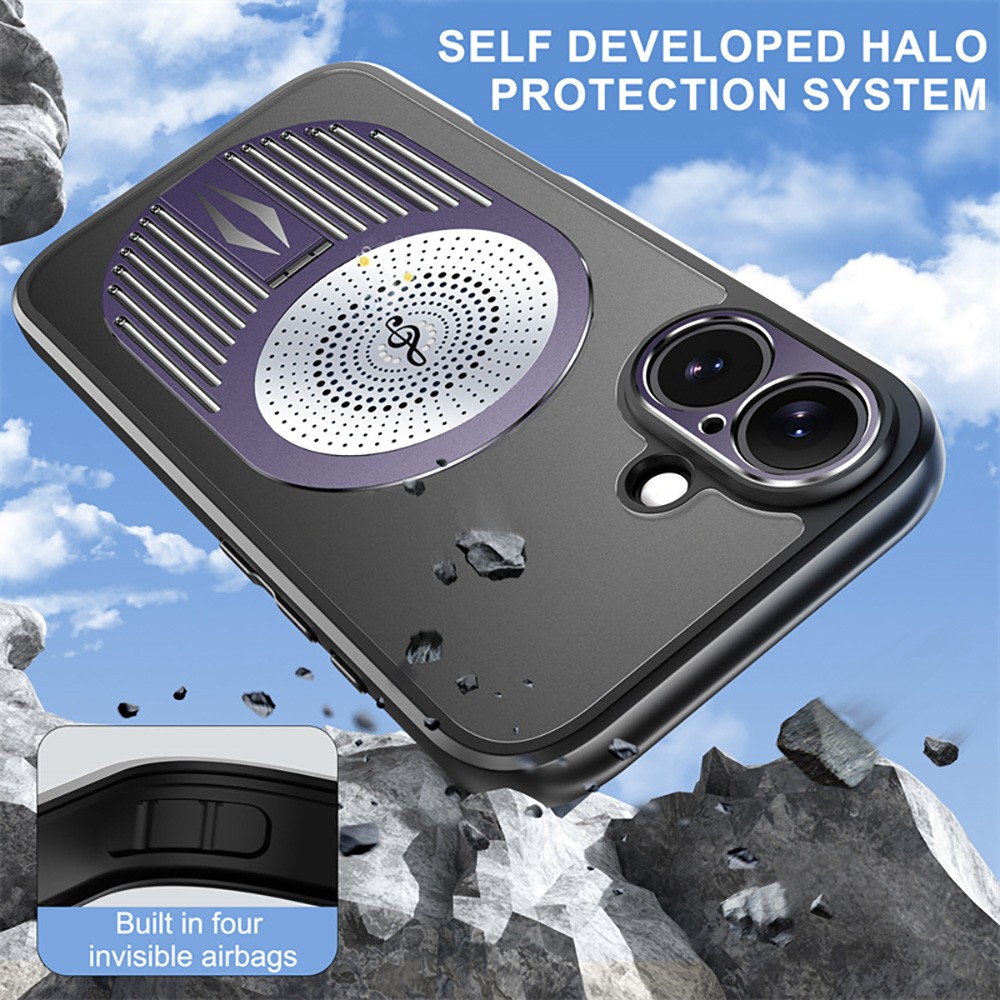 Magnetic iPhone Case, Shockproof, Bracket, Aromatherapy & Heat-Dissipating, Purple