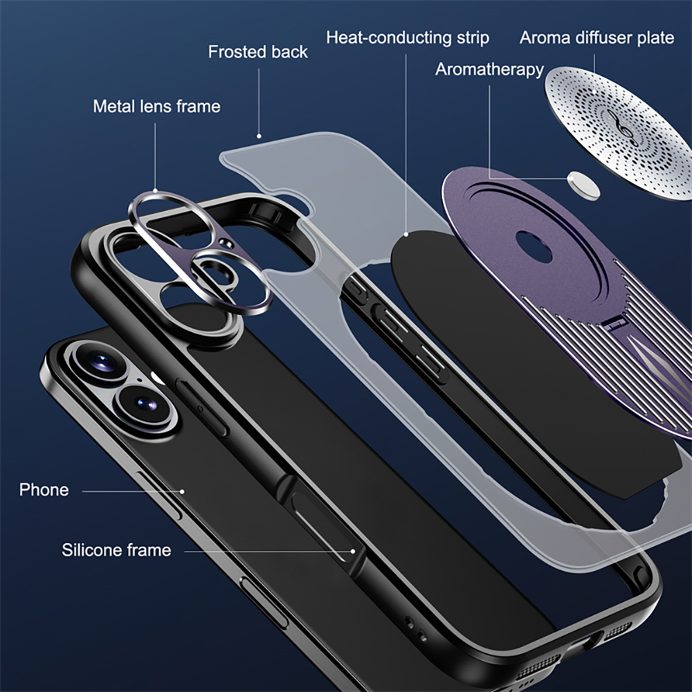 Magnetic iPhone Case, Shockproof, Bracket, Aromatherapy & Heat-Dissipating, Purple