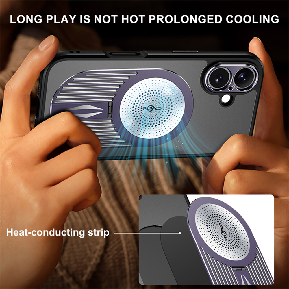 Magnetic iPhone Case, Shockproof, Bracket, Aromatherapy & Heat-Dissipating, Purple