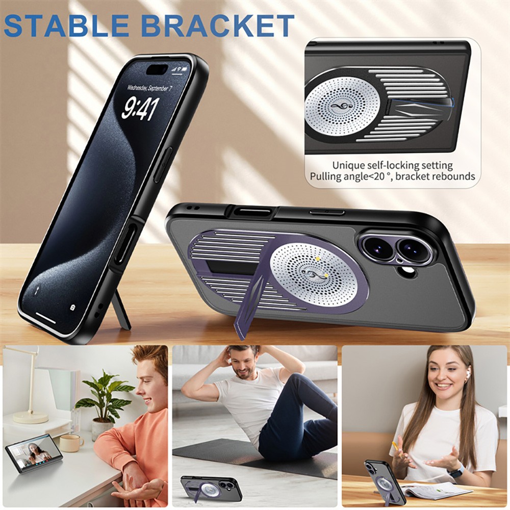 Magnetic iPhone Case, Shockproof, Bracket, Aromatherapy & Heat-Dissipating, Purple