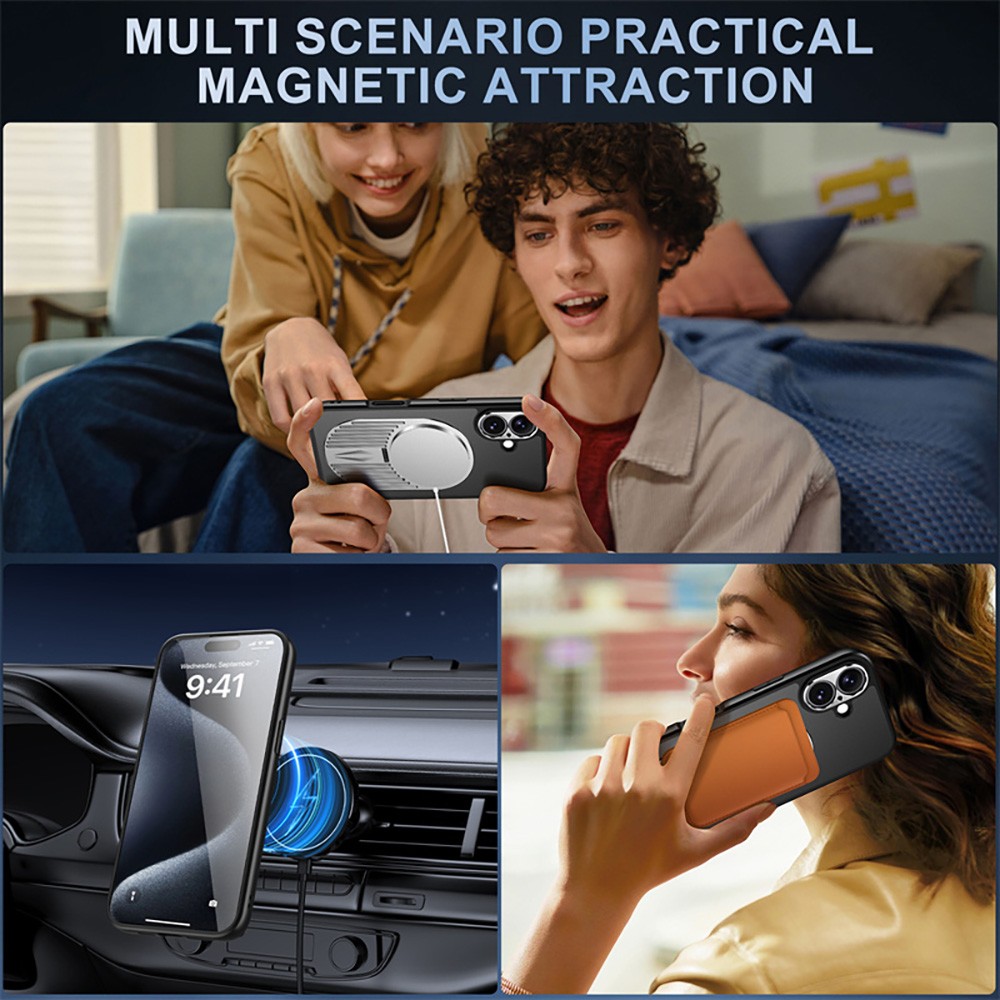 Magnetic iPhone Case, Shockproof, Bracket, Aromatherapy & Heat-Dissipating, Silver