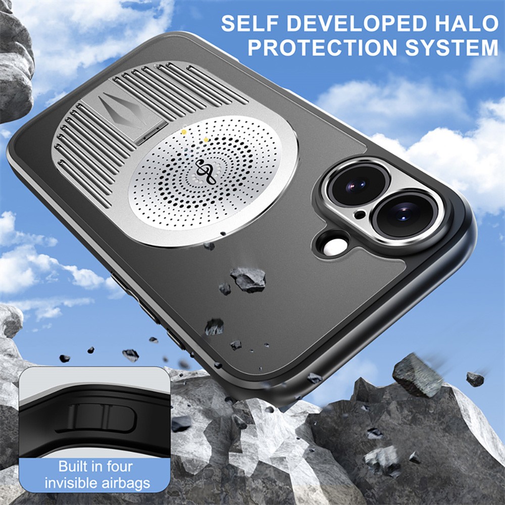 Magnetic iPhone Case, Shockproof, Bracket, Aromatherapy & Heat-Dissipating, Silver