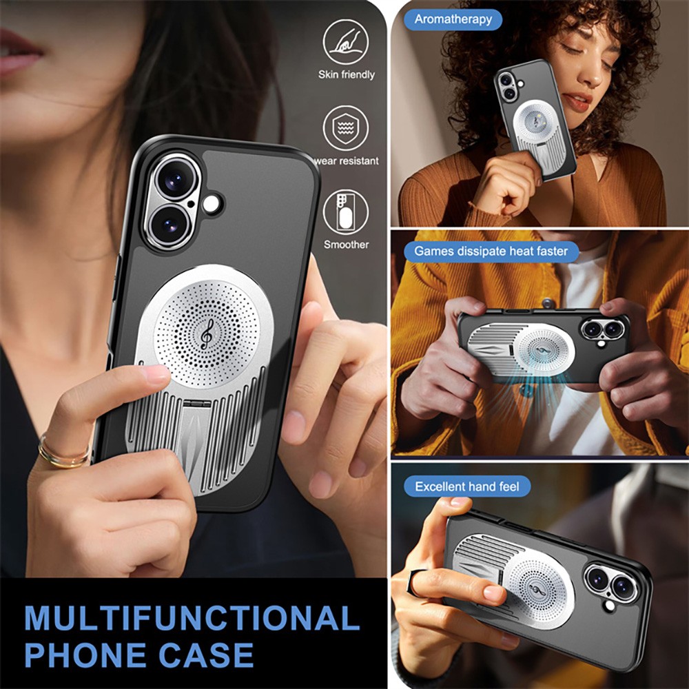 Magnetic iPhone Case, Shockproof, Bracket, Aromatherapy & Heat-Dissipating, Silver