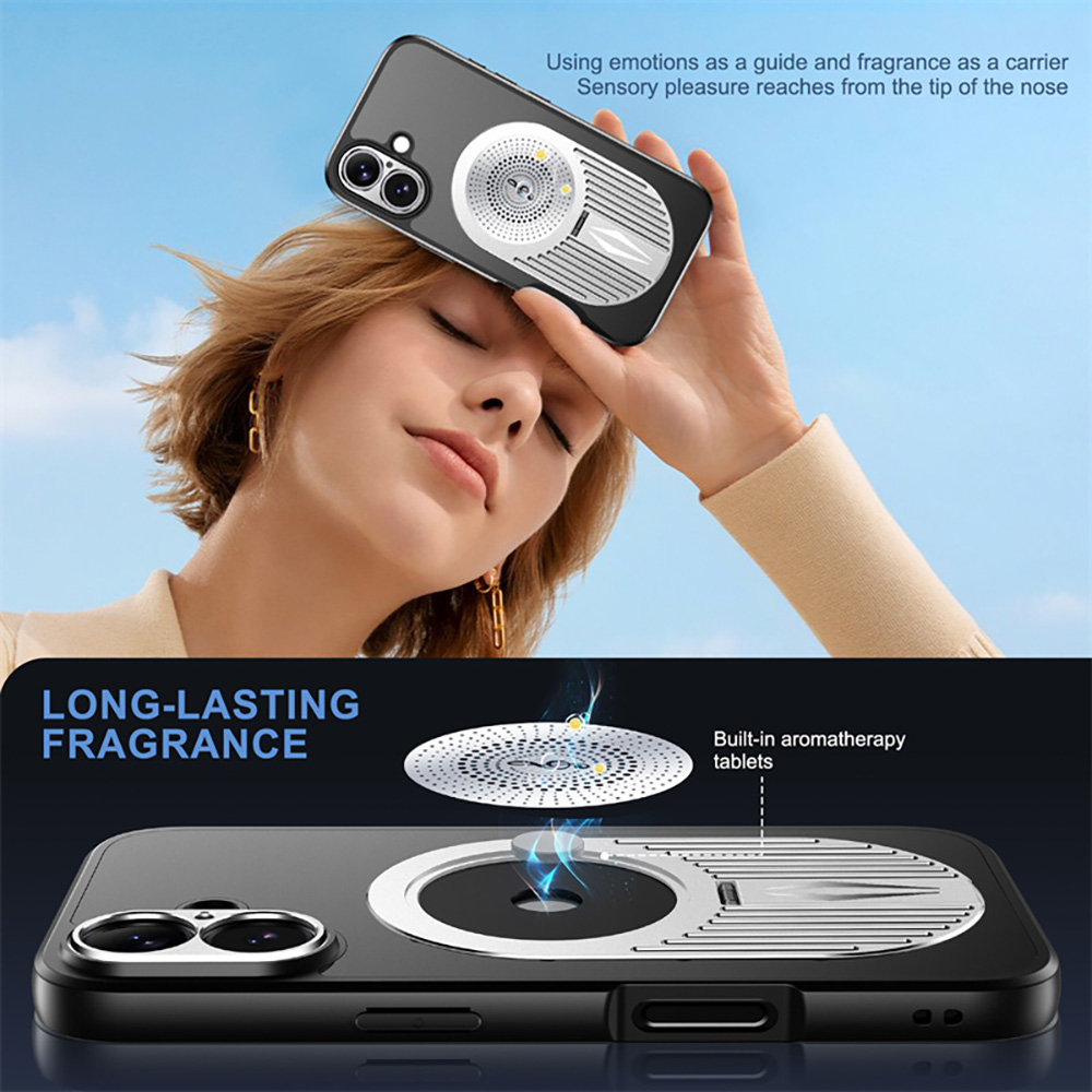 Magnetic iPhone Case, Shockproof, Bracket, Aromatherapy & Heat-Dissipating, Silver