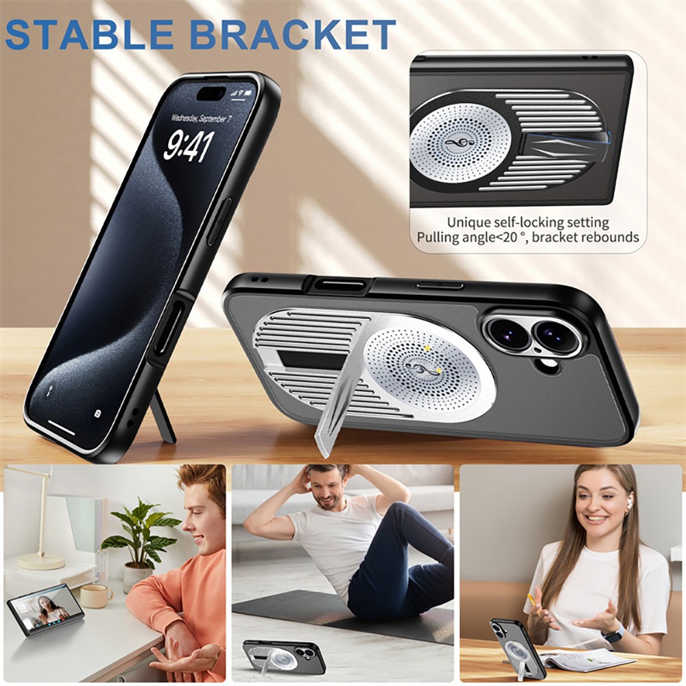 Magnetic iPhone Case, Shockproof, Bracket, Aromatherapy & Heat-Dissipating, Silver