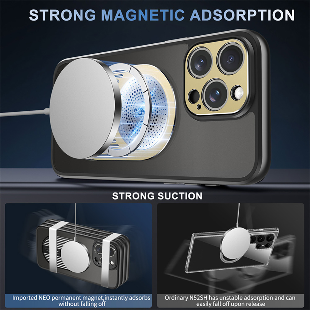 Magnetic iPhone Pro Case, Shockproof, Bracket, Aromatherapy & Heat-Dissipating, Golden