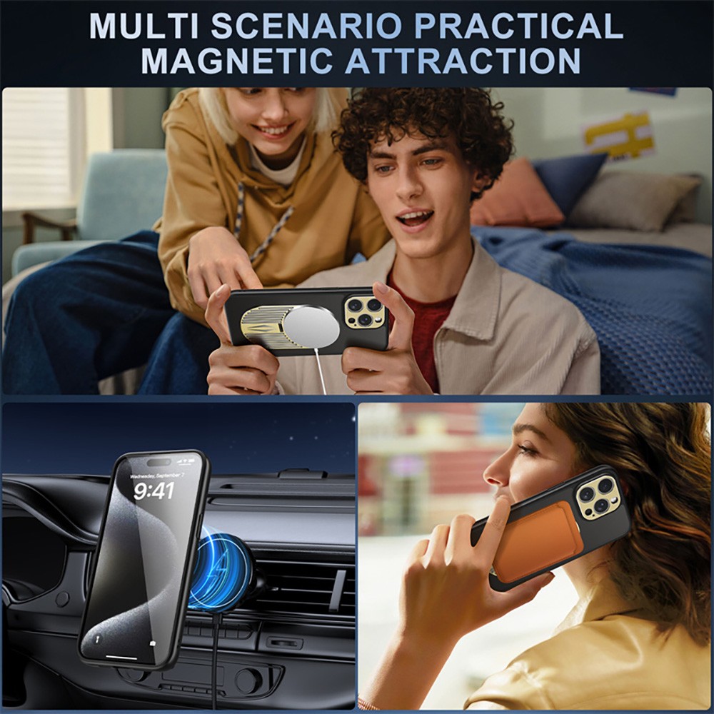 Magnetic iPhone Pro Case, Shockproof, Bracket, Aromatherapy & Heat-Dissipating, Golden