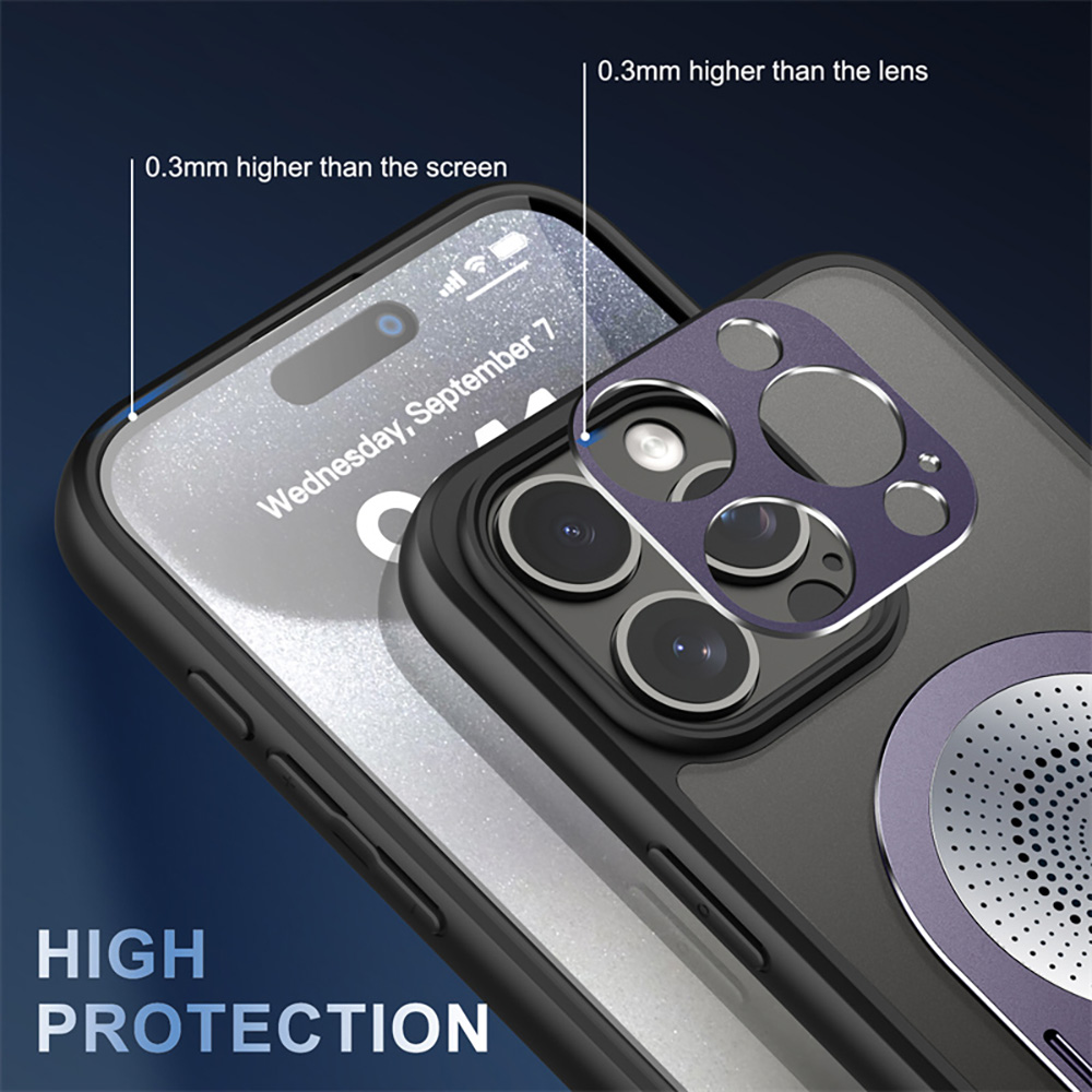 Magnetic iPhone Pro Case, Shockproof, Bracket, Aromatherapy & Heat-Dissipating, Purple