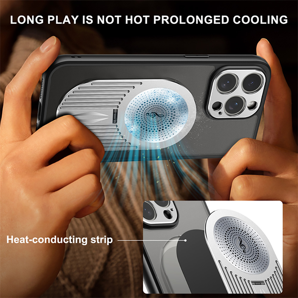 Magnetic iPhone Pro Case, Shockproof, Bracket, Aromatherapy & Heat-Dissipating, Silver