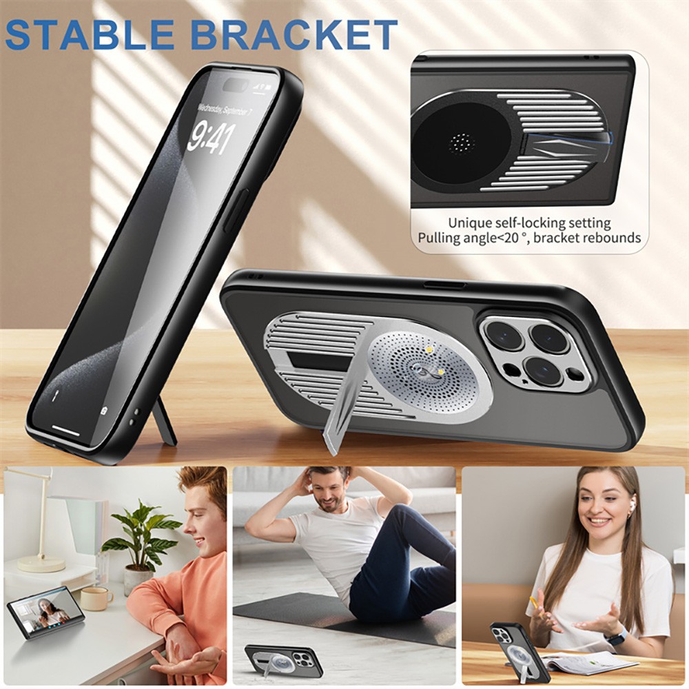 Magnetic iPhone Pro Case, Shockproof, Bracket, Aromatherapy & Heat-Dissipating, Silver