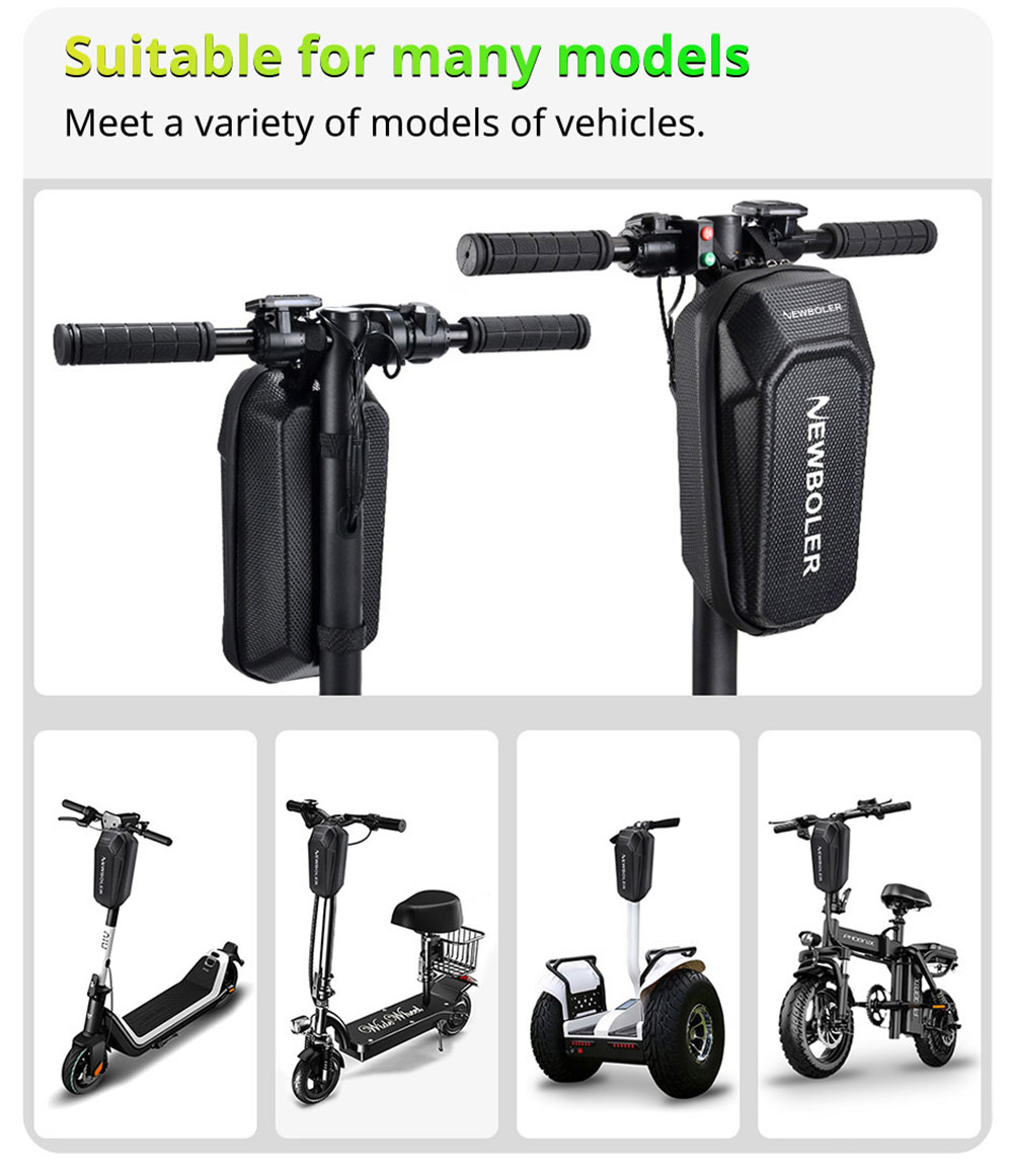 NEWBOLER BAG239 3L Electric Scooter Bag, Large Capacity Handlebar Bag, for Carrying Chargers, Phone, Keys with Waterproof EVA Material, Velcro Style