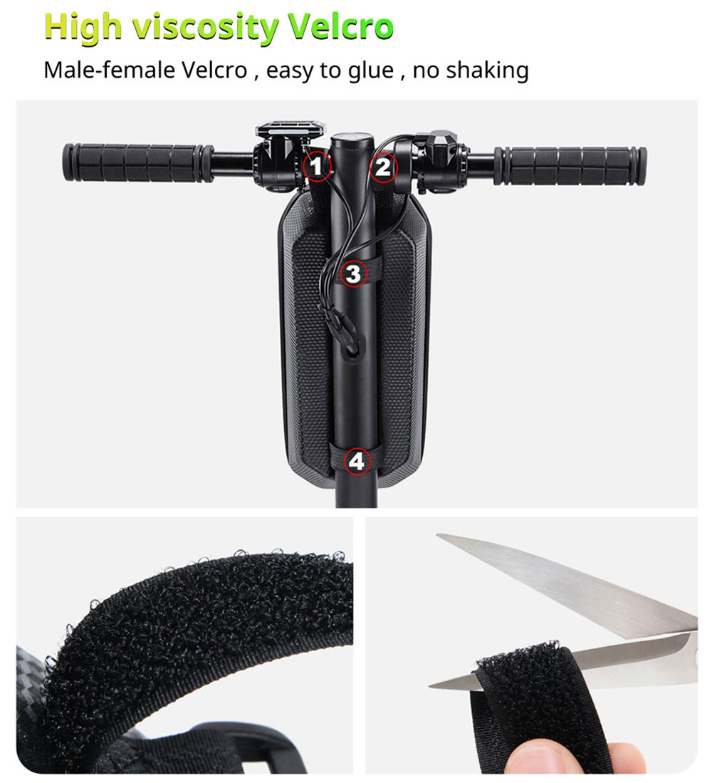 NEWBOLER BAG239 3L Electric Scooter Bag, Large Capacity Handlebar Bag, for Carrying Chargers, Phone, Keys with Waterproof EVA Material, Velcro Style