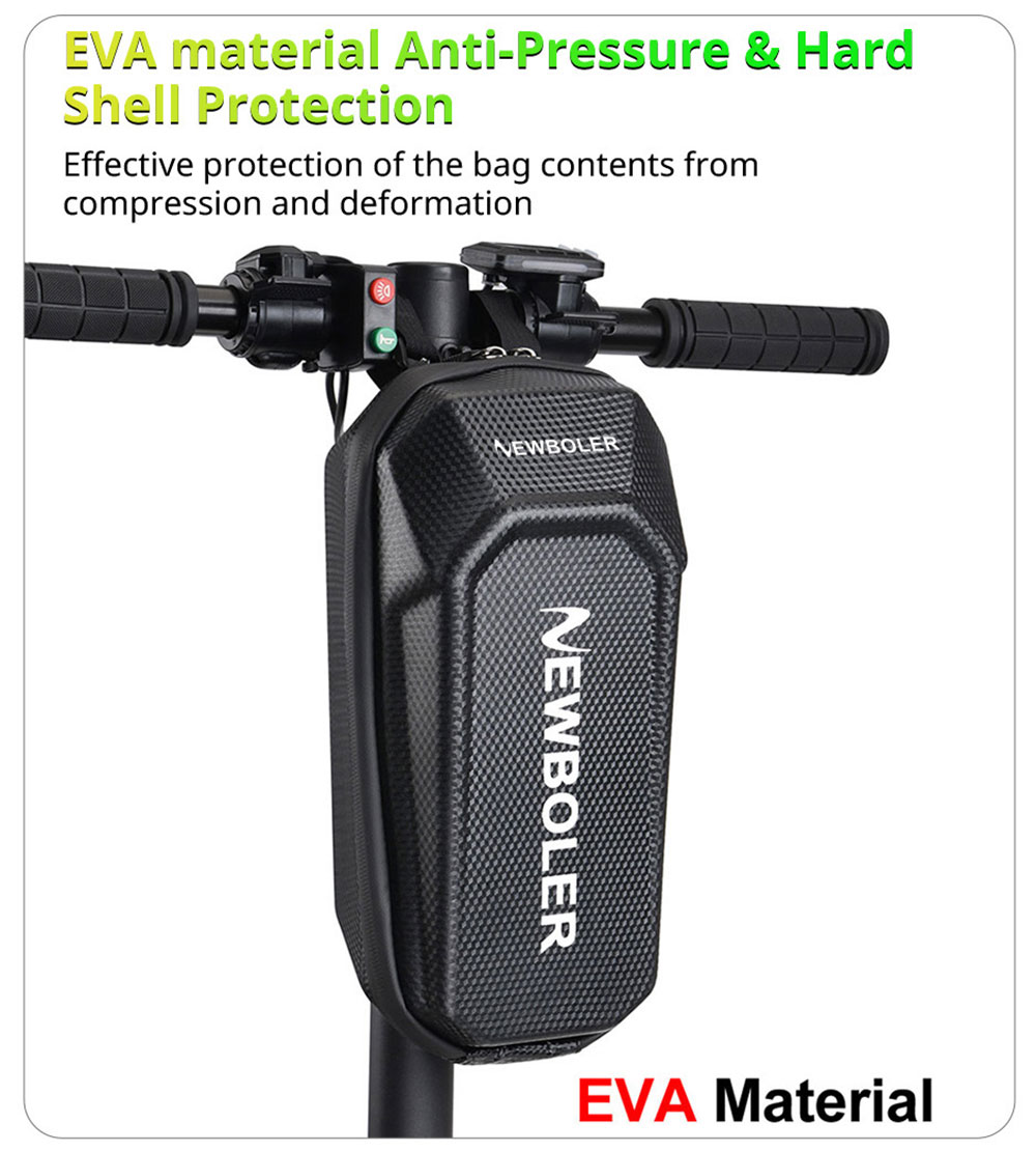 NEWBOLER BAG239 3L Electric Scooter Bag, Large Capacity Handlebar Bag, for Carrying Chargers, Phone, Keys with Waterproof EVA Material, Velcro Style