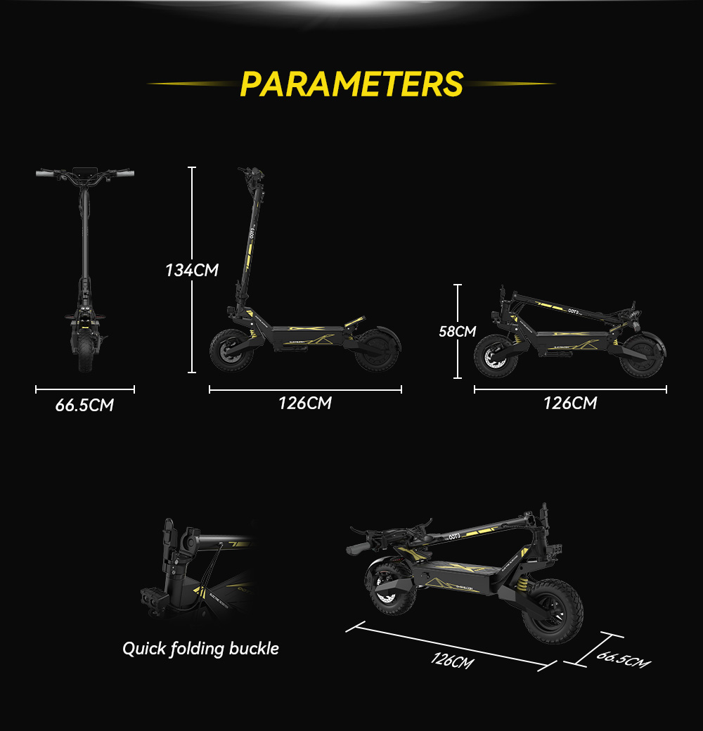 OOTD T10 Electric Scooter, 500W motor, 48V 13AH batéria, 11 palcové vákuové pneumatiky, max. rýchlosť 50 km/h, dojazd 45 km, predné a zadné kotúčové brzdy, predné a zadné pružinové tlmiče