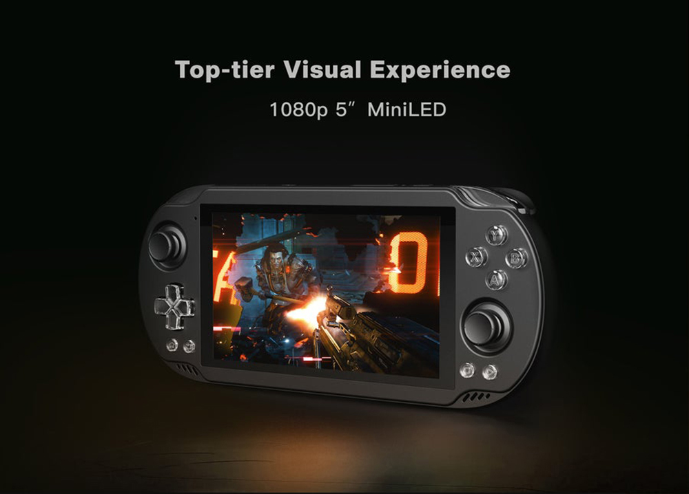 Odin2 Mini Handheld Game Console, Snapdragon 8Gen2 CPU, 1080p 5 inch Mini LED Touchscreen, Android 13, 5000mAh Battery, 12GB LPDDR5x RAM 256GB UFS4.0 Storage, WiFi 7 Bluetooth 5.3, Hall Sticks - Black