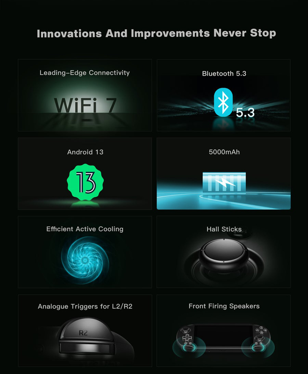 AYN Odin2 Mini Handheld Game Console, Snapdragon 8Gen2 CPU, 1080p 5 inch Mini LED Touchscreen, Android 13, 5000mAh Battery, 8GB LPDDR5x RAM 128GB UFS4.0 Storage, WiFi 7 Bluetooth 5.3, Hall Sticks - Black