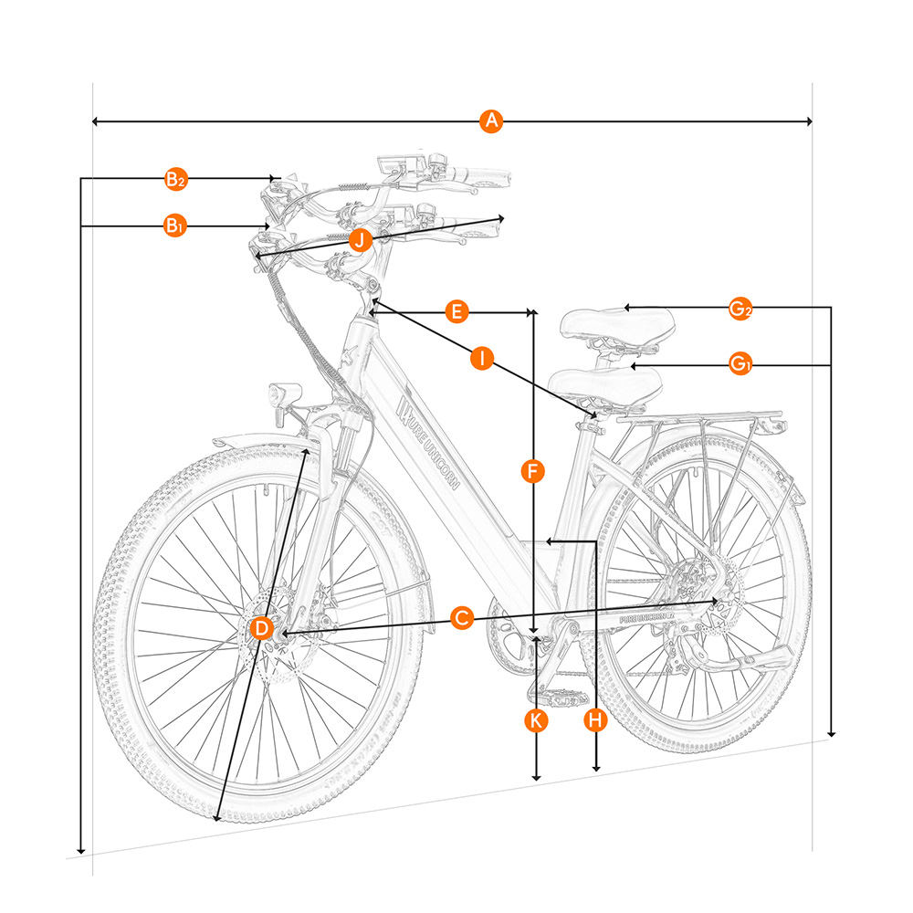 PURE UNICORN U2 Vélo électrique, moteur 750 W, batterie 48 V 12,8 Ah, pneus 27,5 pouces, vitesse maximale 45 km/h, autonomie 60 km, freins à disque mécaniques, suspension avant, Shimano 7 vitesses - Noir