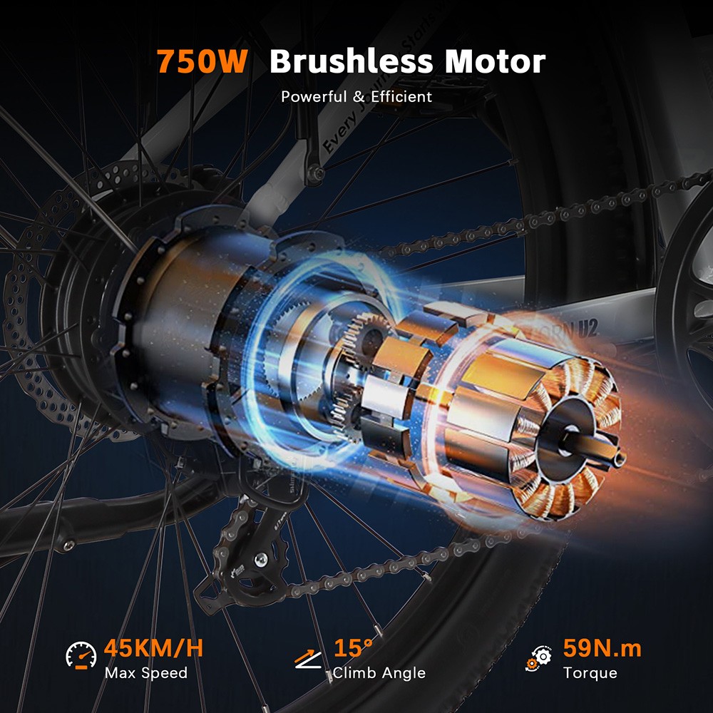 Elektrobicykel PURE UNICORN U2, 750W motor, 48V 12,8Ah batéria, 27.5 palcové pneumatiky, max. rýchlosť 45 km/h, dojazd 60 km, mechanické kotúčové brzdy, predné odpruženie, 7-rýchlostný prevod Shimano - biely