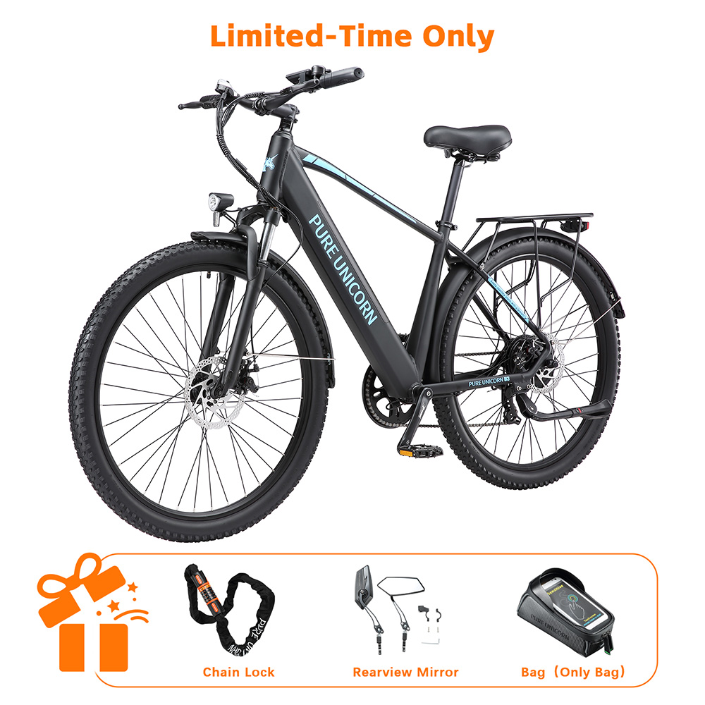 Elektrobicykel PURE UNICORN U3, 750W motor, 48V 12,8Ah batéria, 29-palcové pneumatiky, max. rýchlosť 45 km/h, dojazd 60 km, mechanické kotúčové brzdy, predné odpruženie, 7-stupňová prevodovka Shimano