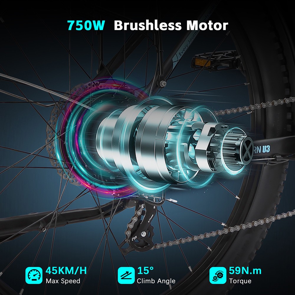 Elektrický bicykel PURE UNICORN U3, 750W motor, 48V 12.8Ah batéria, 29-palcové pneumatiky, max. rýchlosť 45 km/h, dojazd 60 km, mechanické kotúčové brzdy, predné odpruženie, 7-rýchlostný prevod Shimano