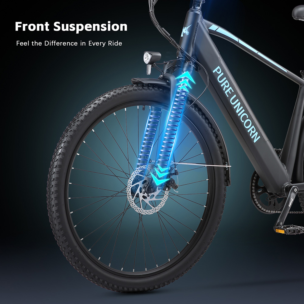 Elektrický bicykel PURE UNICORN U3, 750W motor, 48V 12.8Ah batéria, 29-palcové pneumatiky, max. rýchlosť 45 km/h, dojazd 60 km, mechanické kotúčové brzdy, predné odpruženie, 7-rýchlostný prevod Shimano