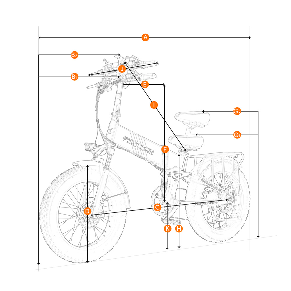 Skladací elektrický bicykel PURE UNICORN U4, 1000W motor, 48V 15Ah batéria, 20*4 palcové tučné pneumatiky, max. rýchlosť 48 km/h, dojazd 60 km, hydraulické brzdy, predné a zadné odpruženie, Shimano 7 rýchlostí, LCD displej