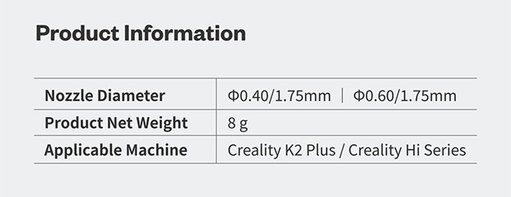 Phaetus 0.4mm Silicon Carbide Nozzle for Creality K2 Plus Hi Combo