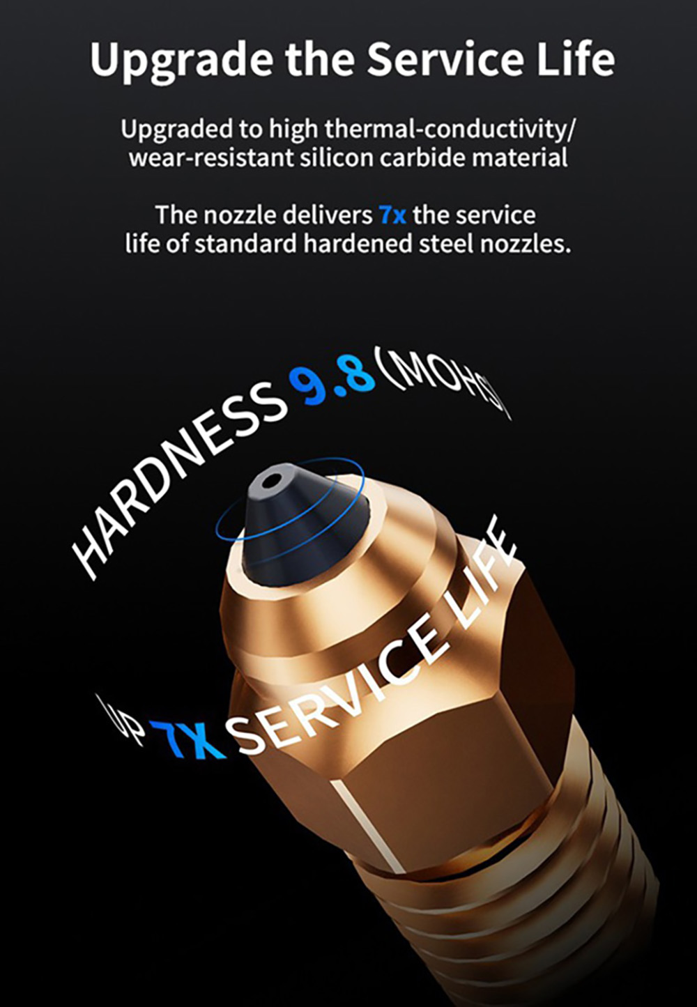 Phaetus 0.4mm Silicon Carbide Nozzle for Creality K2 Plus Hi Combo