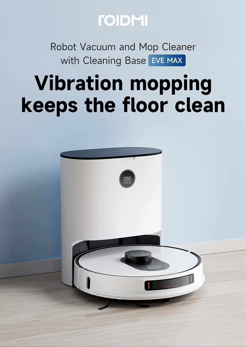 ROIDMI EVE MAX Robot Vacuum and Mop with Self Empty Station, 5000Pa Max Suction, 3L Dust Bag, 250min Max Runtime, LiDAR Navigation, App and Voice Control