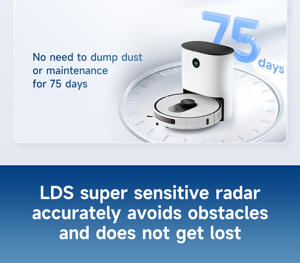 ROIDMI EVE MAX Robot Vacuum and Mop with Self Empty Station, 5000Pa Max Suction, 3L Dust Bag, 250min Max Runtime, LiDAR Navigation, App and Voice Control