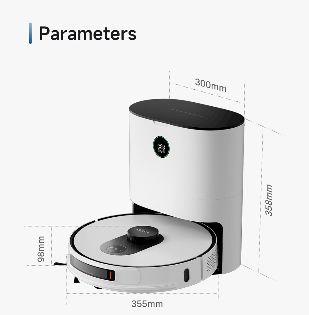 ROIDMI EVE MAX Robot Vacuum and Mop with Self Empty Station, 5000Pa Max Suction, 3L Dust Bag, 250min Max Runtime, LiDAR Navigation, App and Voice Control
