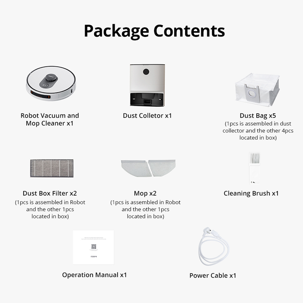 ROIDMI EVE MAX Robot Vacuum and Mop with Self Empty Station, 5000Pa Max Suction, 3L Dust Bag, 250min Max Runtime, LiDAR Navigation, App and Voice Control