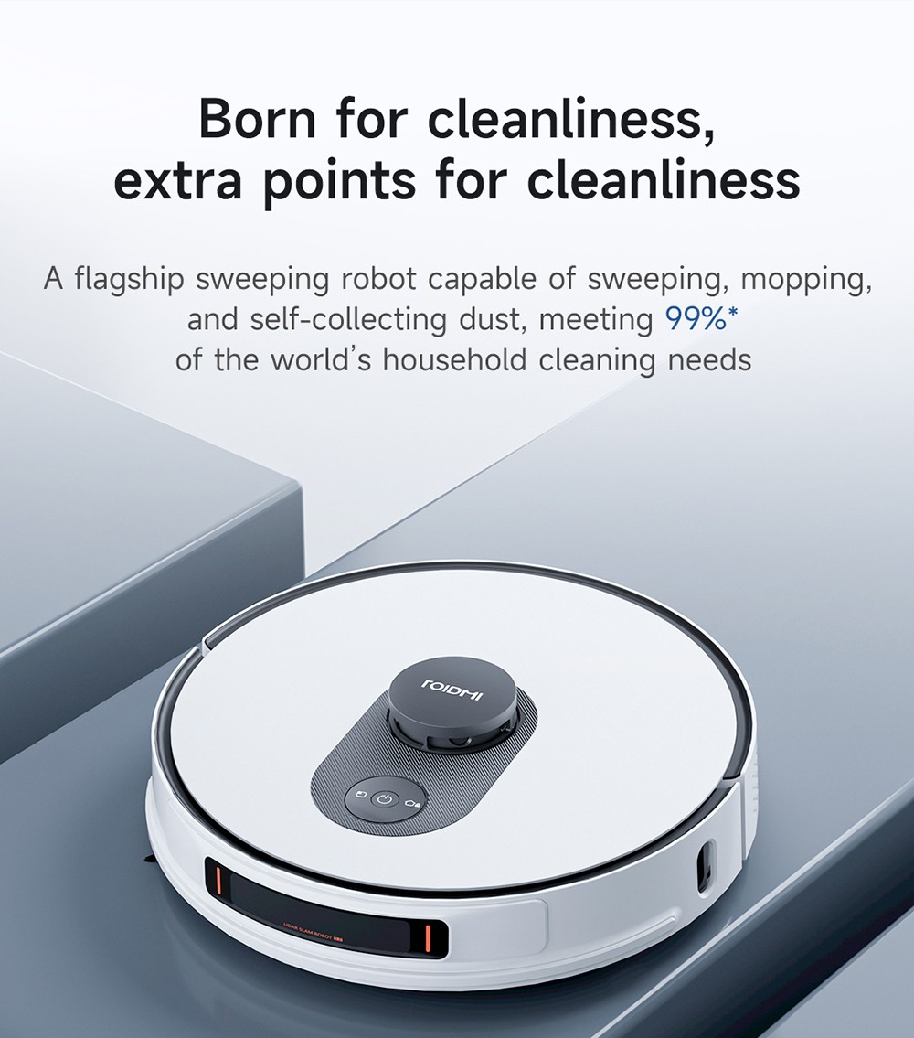 ROIDMI EVE MAX Robot Vacuum and Mop with Self Empty Station, 5000Pa Max Suction, 3L Dust Bag, 250min Max Runtime, LiDAR Navigation, App and Voice Control