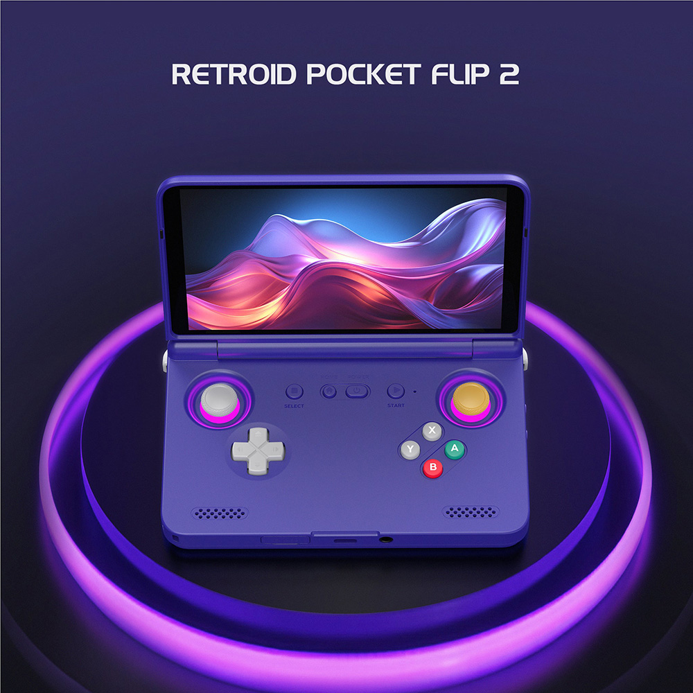 Retroid Pocket Flip 2 Game Console, 5.5 inch 1080p AMOLED Screen, 8GB RAM 128GB Storage, 3D Hall Sticks, Android 13, WiFi 6 Bluetooth 5.1 - Black
