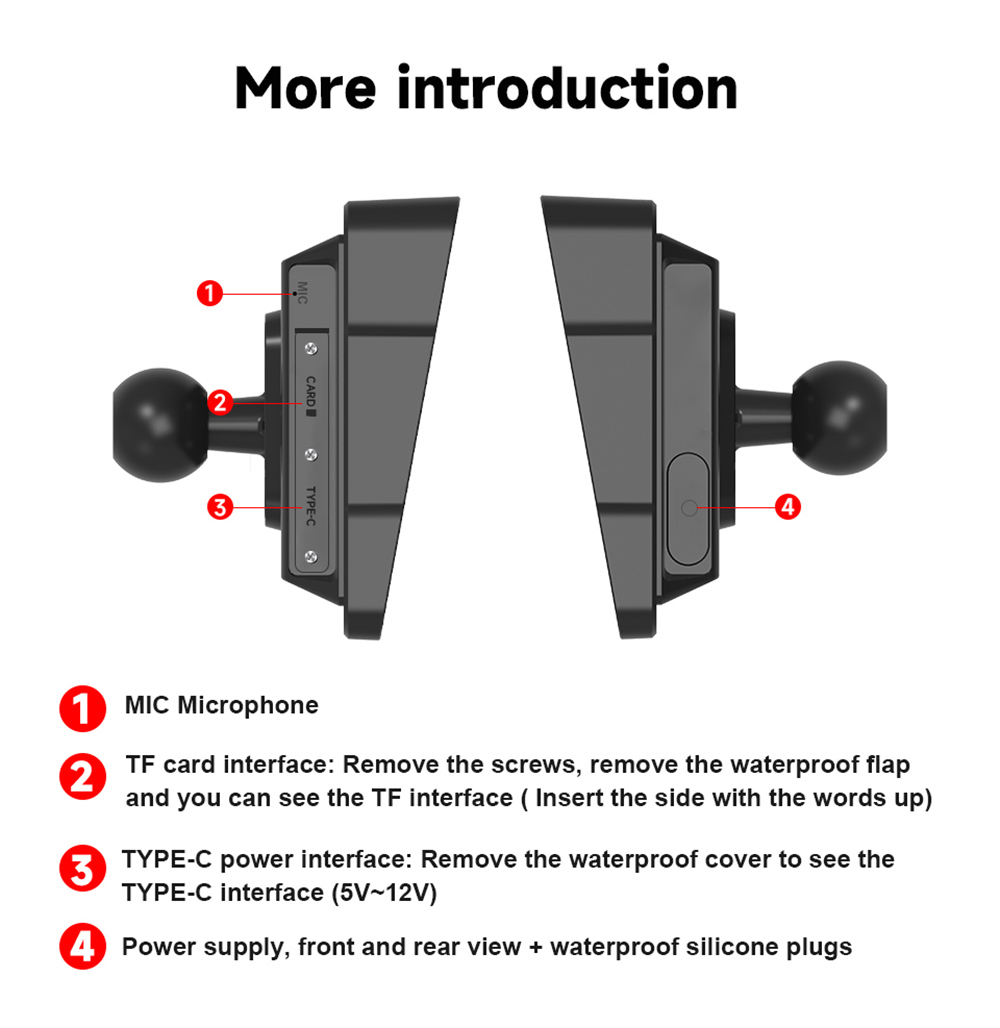 SD5005B 5inch Motorcycle Carplay, 2.5D IPS HD Screen (1024*600), IPX6 Waterproof, Dual Bluetooth 5.0, MirrorLink, for Apple/Android Phones