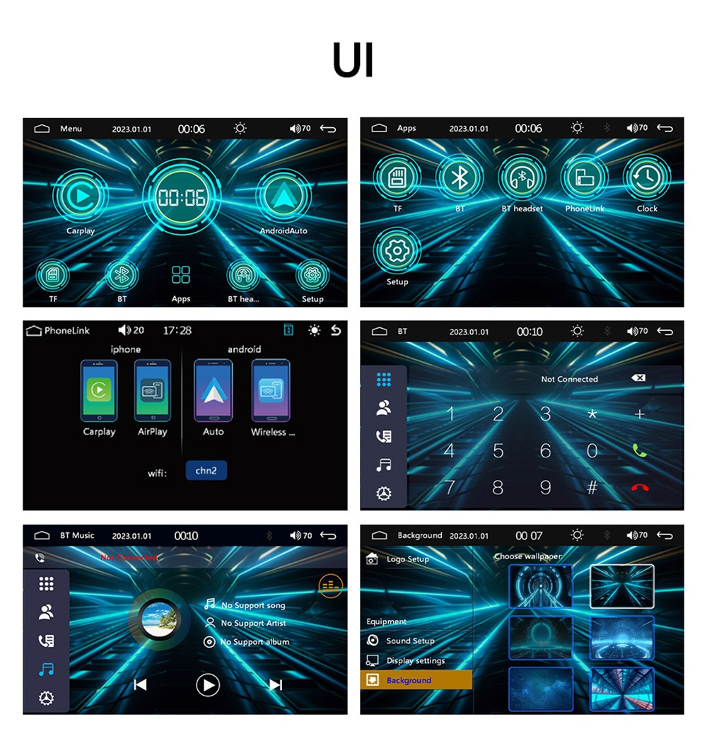 SD5005B 5inch Motorcycle Carplay, 2.5D IPS HD Screen (1024*600), IPX6 Waterproof, Dual Bluetooth 5.0, MirrorLink, for Apple/Android Phones