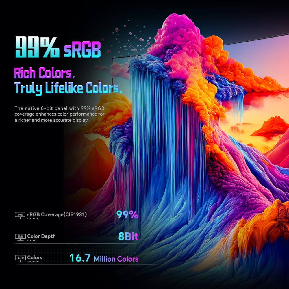 TITAN ARMY C34A1R 1500R Curved Gaming Monitor, 34 inch 3440*1440 VA Panel, 165Hz Refresh Rate, 4000:1 Contrast Ratio, 1ms MPRT, FreeSync & G-Sync, HDR400, Low Blue Light & Flicker Free, Game+ Assist, PIP/PBP Display, Support VESA Mount