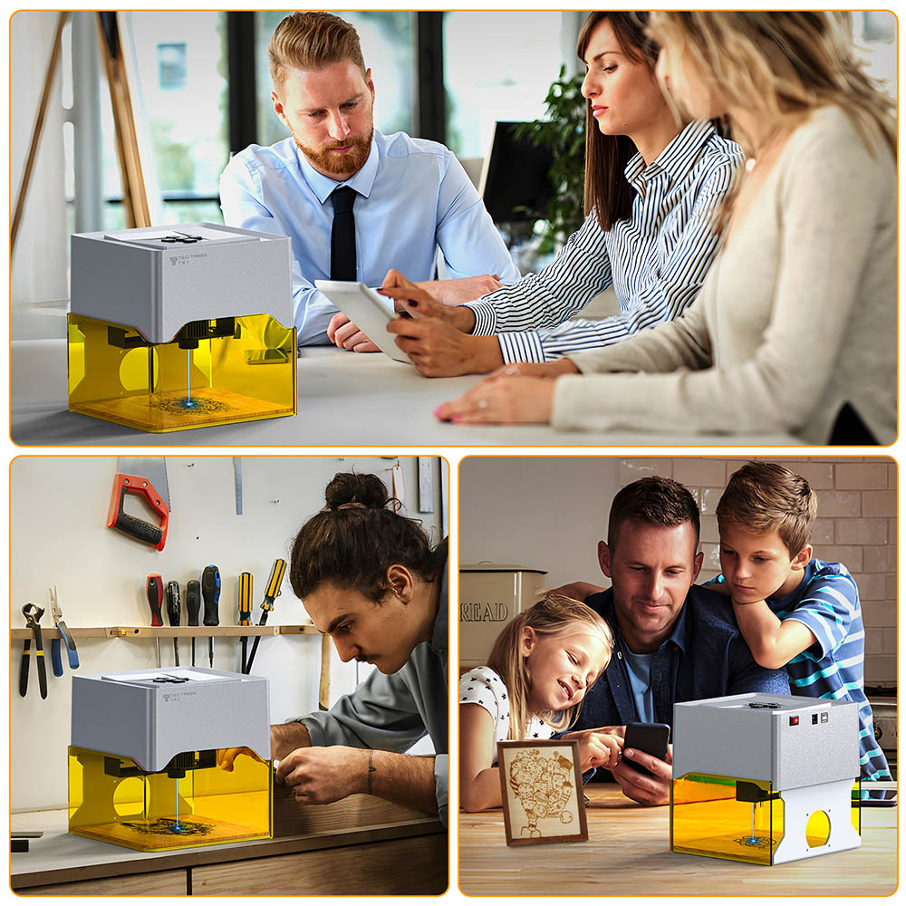 TWO TREES TS1 Mini 3W Laser-Graviergerät, 800 mm/min Geschwindigkeit, 0,01 mm Präzision, unterstützt Objekthöhe 0-35 mm, Lightburn/LaserGRBL, 80×80 mm
